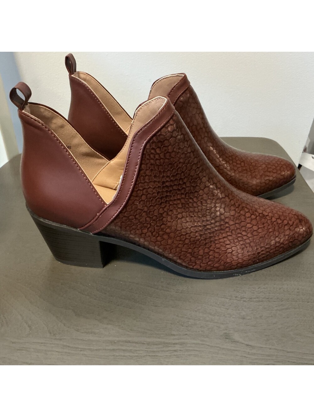 Journee Collection Womans Size 10 Terri Brown Ankle Booties Slip On Boho B2-11